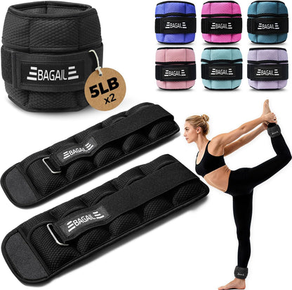 Ankle Wrist Weights for Women & Men, Set of 2 (Available in 0.5/1/2/3/4/5 lb Each), Wearable Leg Arm Weights with Sleek Design & Secure Fit for Walking, Running, Pilates, Home Fitness