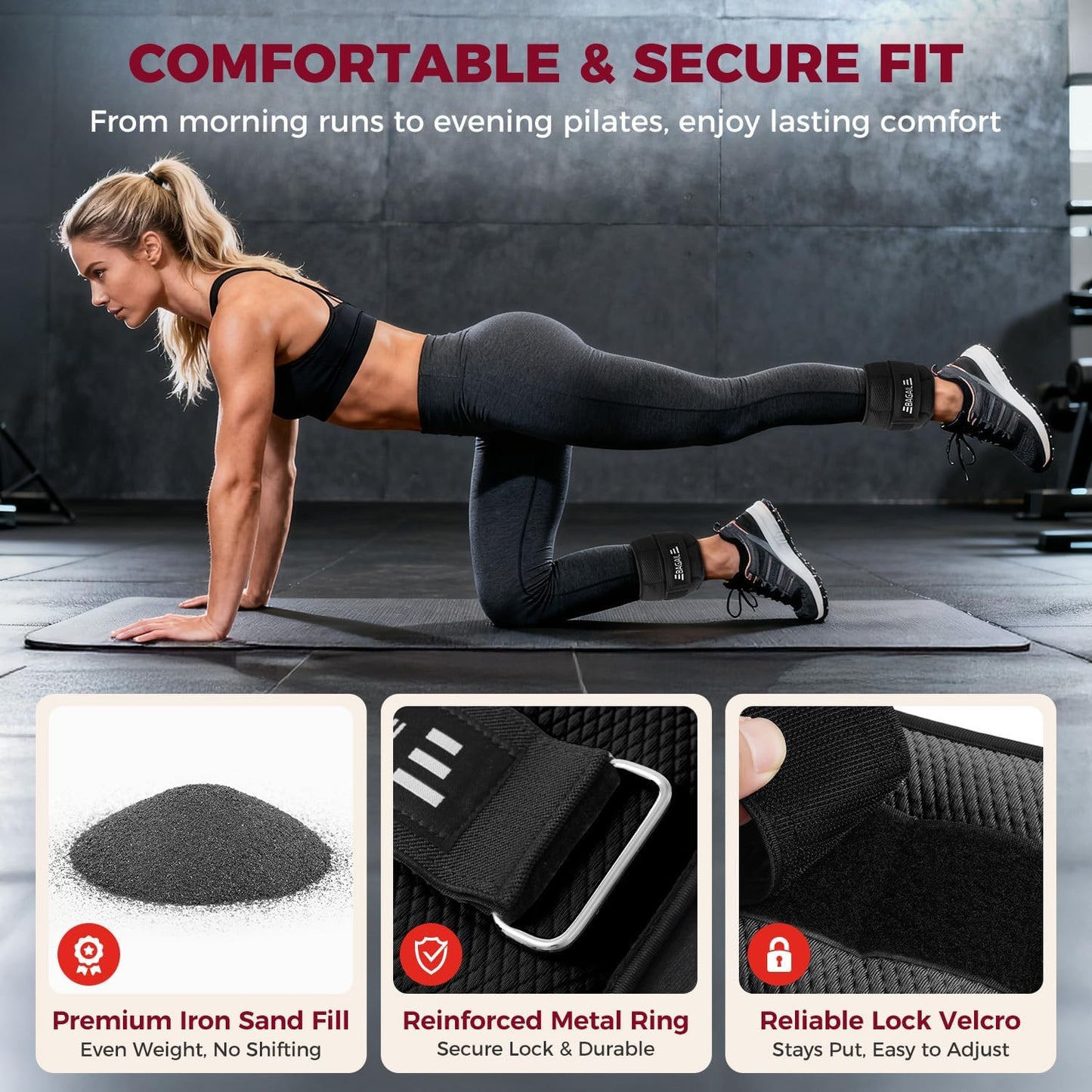 Ankle Wrist Weights for Women & Men, Set of 2 (Available in 0.5/1/2/3/4/5 lb Each), Wearable Leg Arm Weights with Sleek Design & Secure Fit for Walking, Running, Pilates, Home Fitness