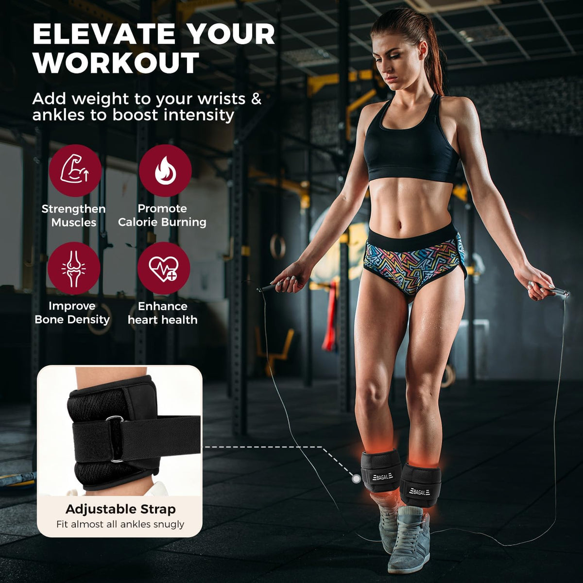 Ankle Wrist Weights for Women & Men, Set of 2 (Available in 0.5/1/2/3/4/5 lb Each), Wearable Leg Arm Weights with Sleek Design & Secure Fit for Walking, Running, Pilates, Home Fitness