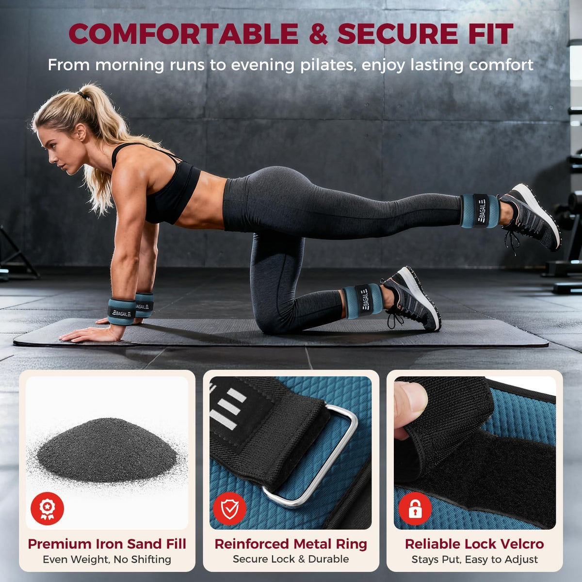 Ankle Wrist Weights for Women & Men, Set of 2 (Available in 0.5/1/2/3/4/5 lb Each), Wearable Leg Arm Weights with Sleek Design & Secure Fit for Walking, Running, Pilates, Home Fitness