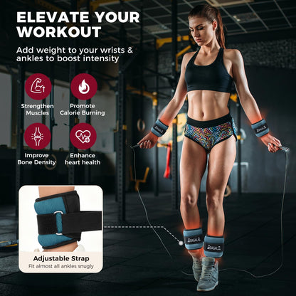 Ankle Wrist Weights for Women & Men, Set of 2 (Available in 0.5/1/2/3/4/5 lb Each), Wearable Leg Arm Weights with Sleek Design & Secure Fit for Walking, Running, Pilates, Home Fitness