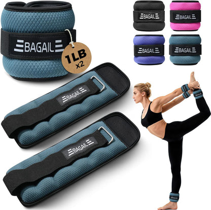 Ankle Wrist Weights for Women & Men, Set of 2 (Available in 0.5/1/2/3/4/5 lb Each), Wearable Leg Arm Weights with Sleek Design & Secure Fit for Walking, Running, Pilates, Home Fitness