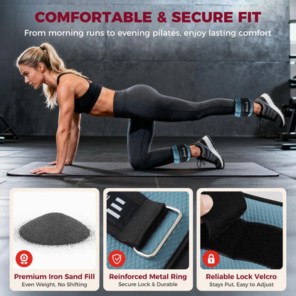 Ankle Wrist Weights for Women & Men, Set of 2 (Available in 0.5/1/2/3/4/5 lb Each), Wearable Leg Arm Weights with Sleek Design & Secure Fit for Walking, Running, Pilates, Home Fitness