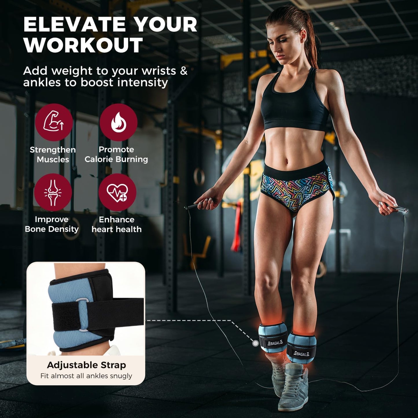 Ankle Wrist Weights for Women & Men, Set of 2 (Available in 0.5/1/2/3/4/5 lb Each), Wearable Leg Arm Weights with Sleek Design & Secure Fit for Walking, Running, Pilates, Home Fitness