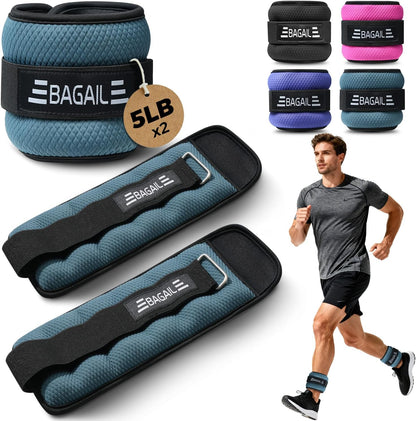 Ankle Wrist Weights for Women & Men, Set of 2 (Available in 0.5/1/2/3/4/5 lb Each), Wearable Leg Arm Weights with Sleek Design & Secure Fit for Walking, Running, Pilates, Home Fitness