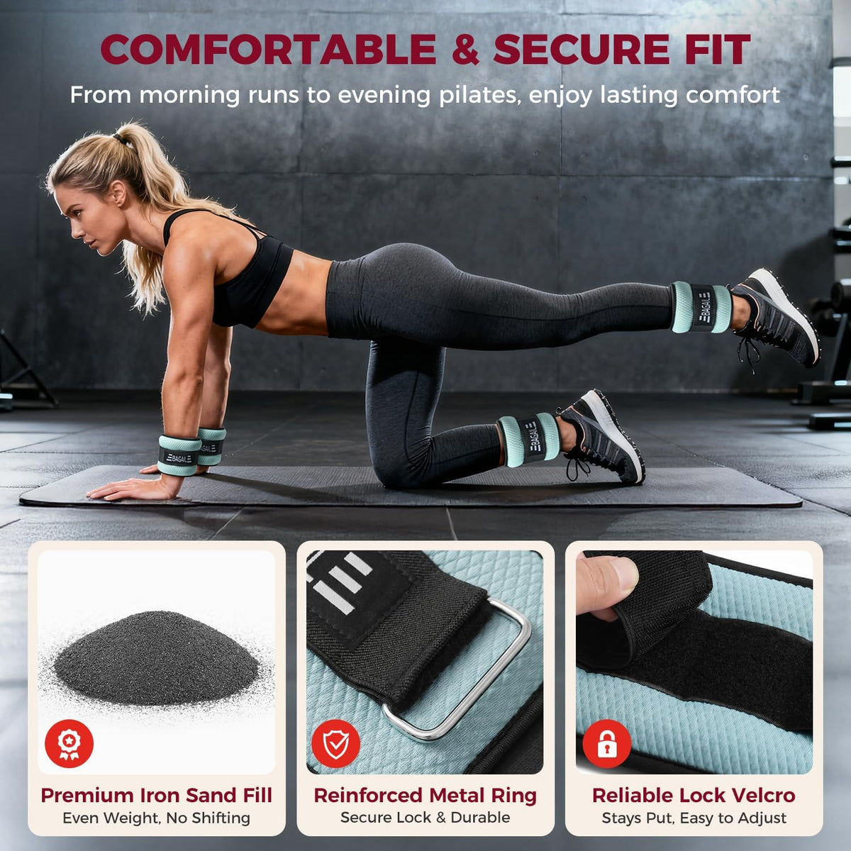 Ankle Wrist Weights for Women & Men, Set of 2 (Available in 0.5/1/2/3/4/5 lb Each), Wearable Leg Arm Weights with Sleek Design & Secure Fit for Walking, Running, Pilates, Home Fitness