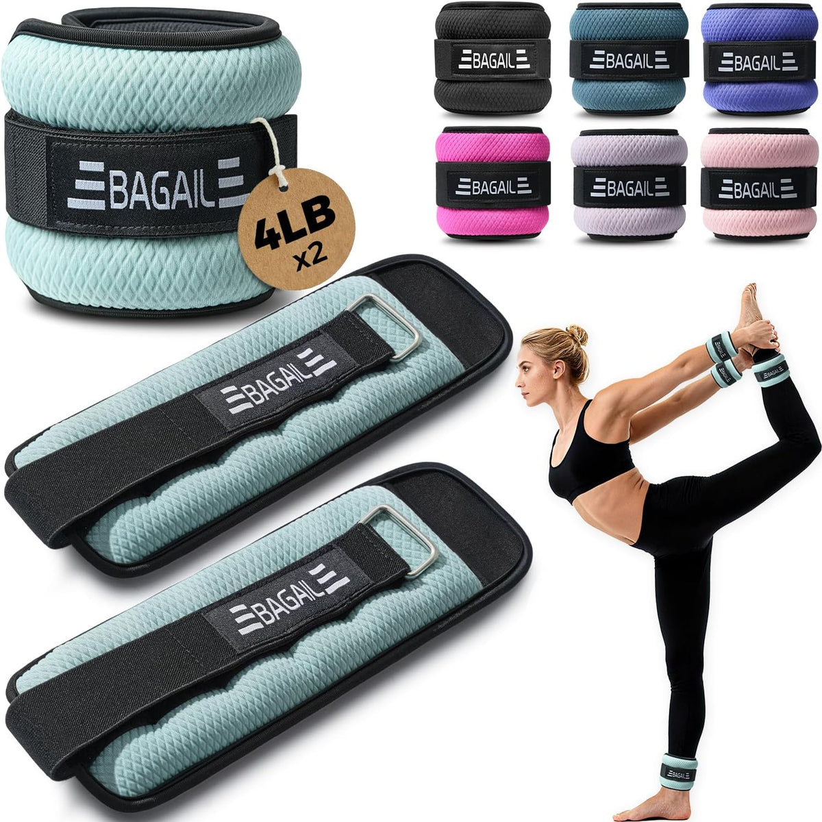 Ankle Wrist Weights for Women & Men, Set of 2 (Available in 0.5/1/2/3/4/5 lb Each), Wearable Leg Arm Weights with Sleek Design & Secure Fit for Walking, Running, Pilates, Home Fitness
