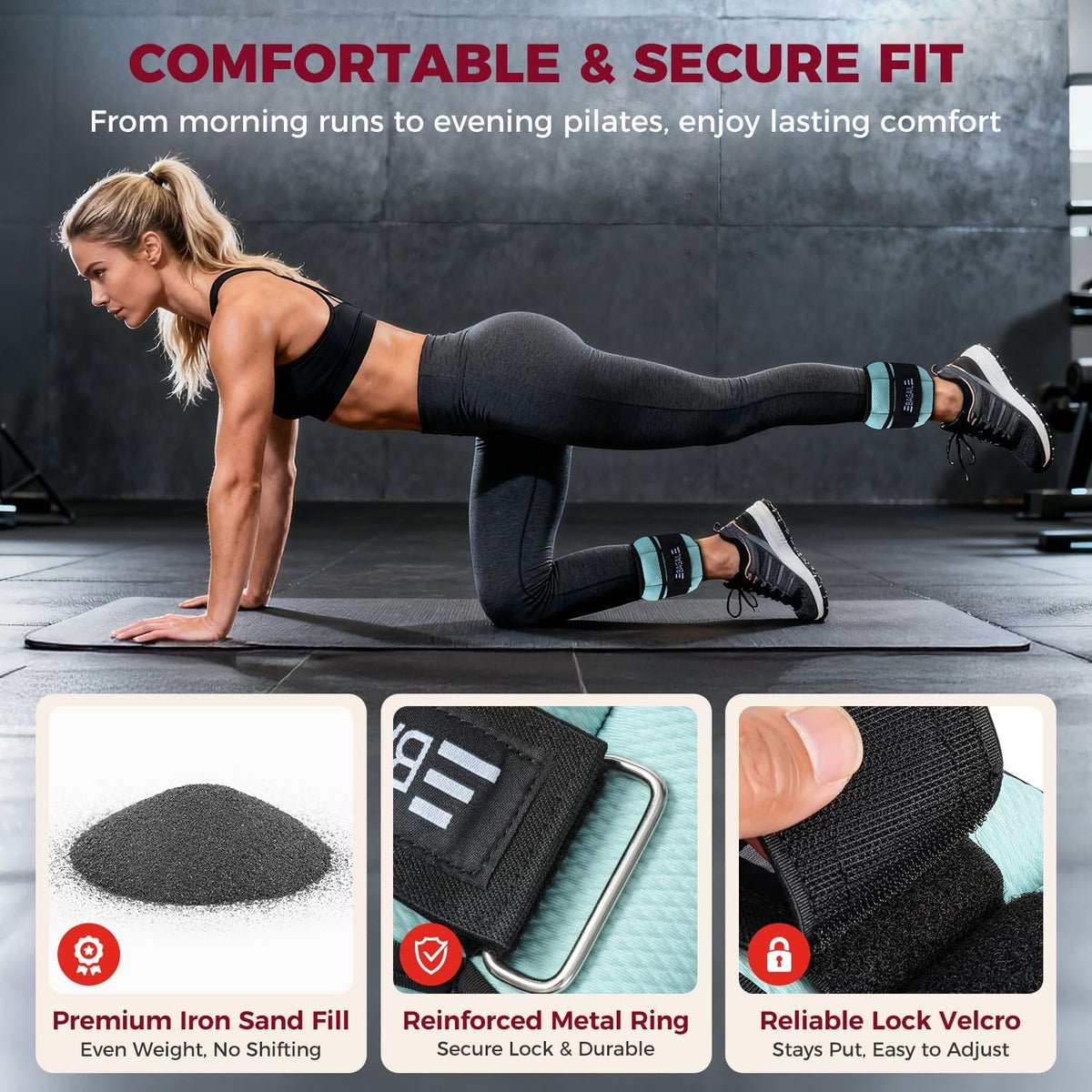 Ankle Wrist Weights for Women & Men, Set of 2 (Available in 0.5/1/2/3/4/5 lb Each), Wearable Leg Arm Weights with Sleek Design & Secure Fit for Walking, Running, Pilates, Home Fitness