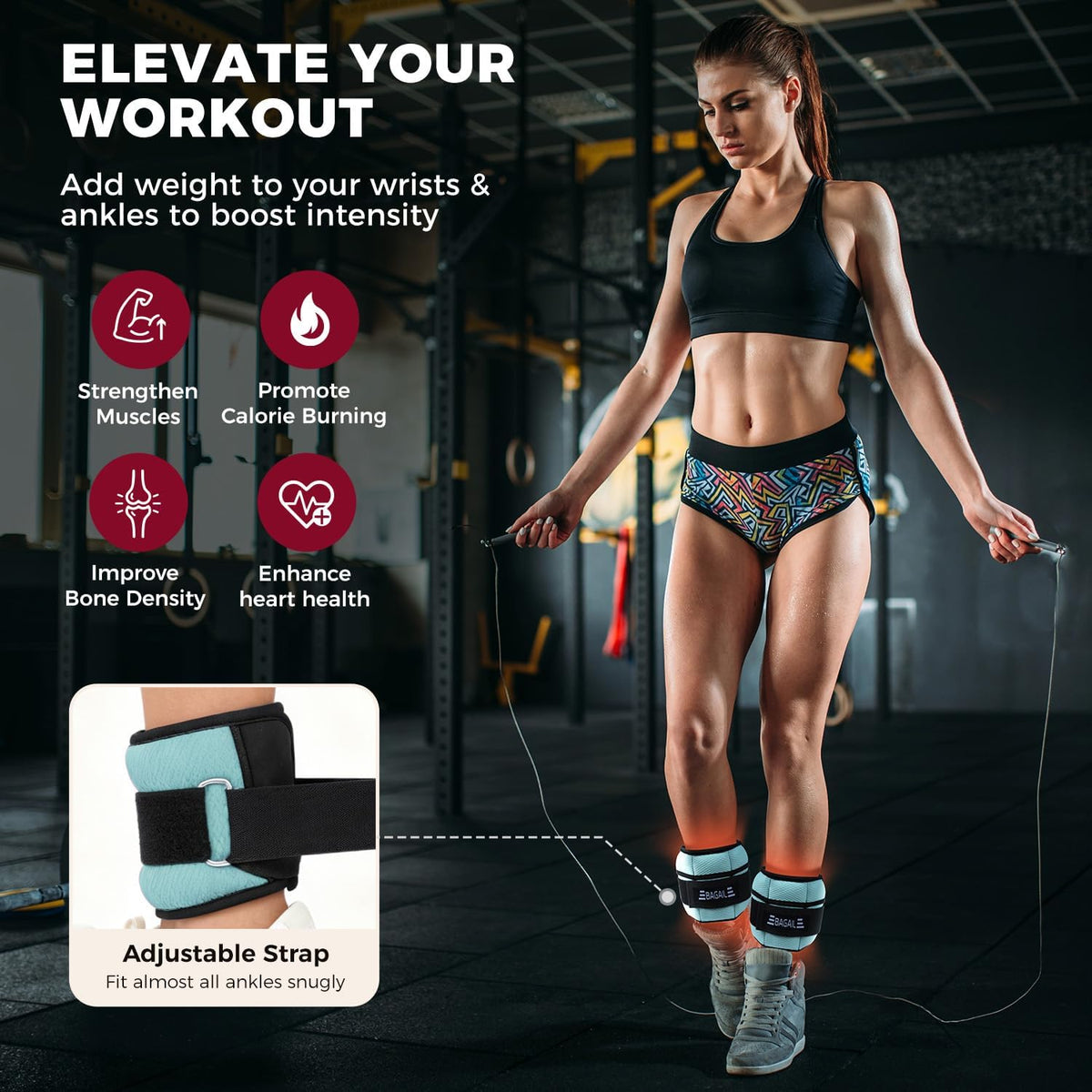 Ankle Wrist Weights for Women & Men, Set of 2 (Available in 0.5/1/2/3/4/5 lb Each), Wearable Leg Arm Weights with Sleek Design & Secure Fit for Walking, Running, Pilates, Home Fitness