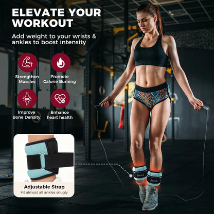 Ankle Wrist Weights for Women & Men, Set of 2 (Available in 0.5/1/2/3/4/5 lb Each), Wearable Leg Arm Weights with Sleek Design & Secure Fit for Walking, Running, Pilates, Home Fitness