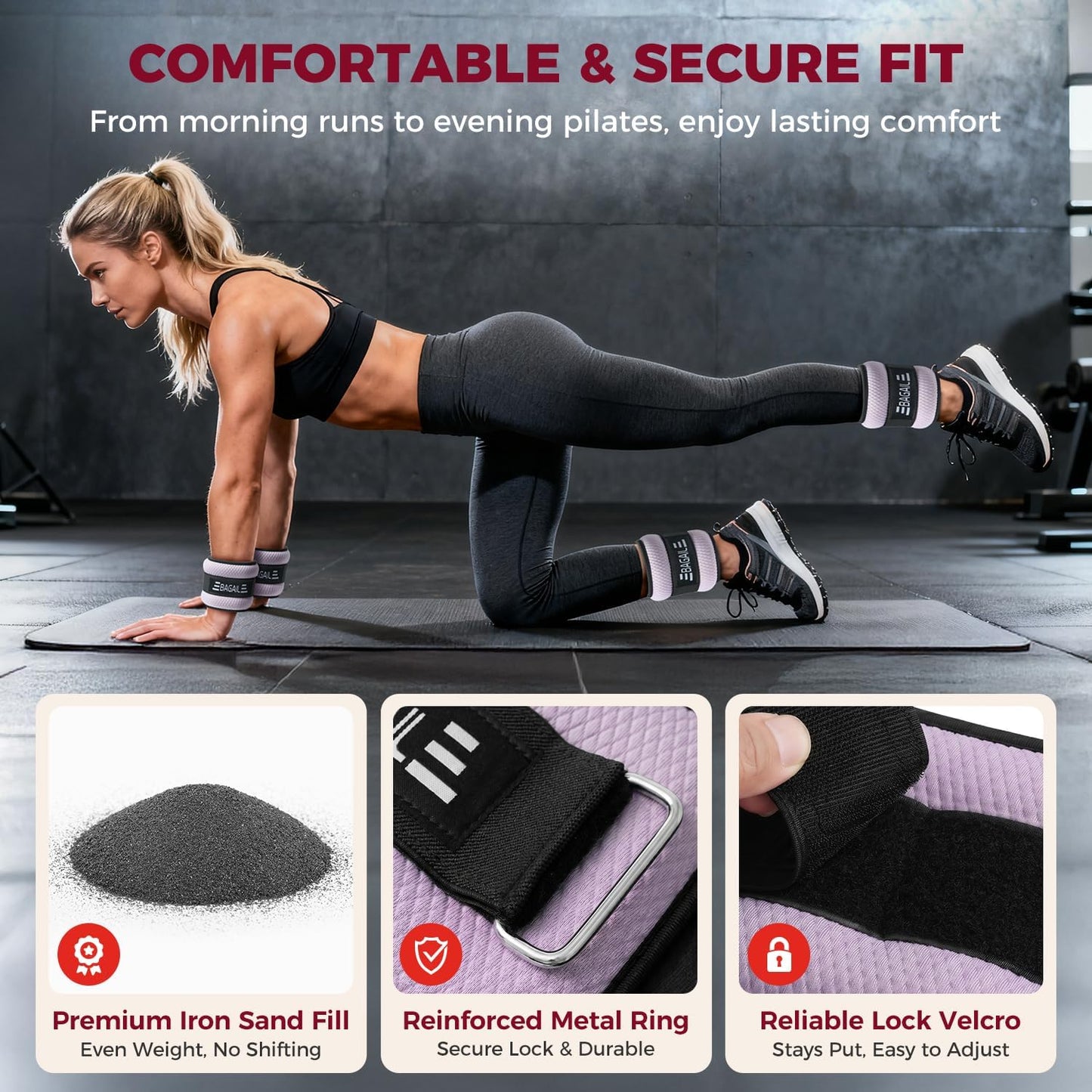 Ankle Wrist Weights for Women & Men, Set of 2 (Available in 0.5/1/2/3/4/5 lb Each), Wearable Leg Arm Weights with Sleek Design & Secure Fit for Walking, Running, Pilates, Home Fitness