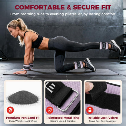 Ankle Wrist Weights for Women & Men, Set of 2 (Available in 0.5/1/2/3/4/5 lb Each), Wearable Leg Arm Weights with Sleek Design & Secure Fit for Walking, Running, Pilates, Home Fitness