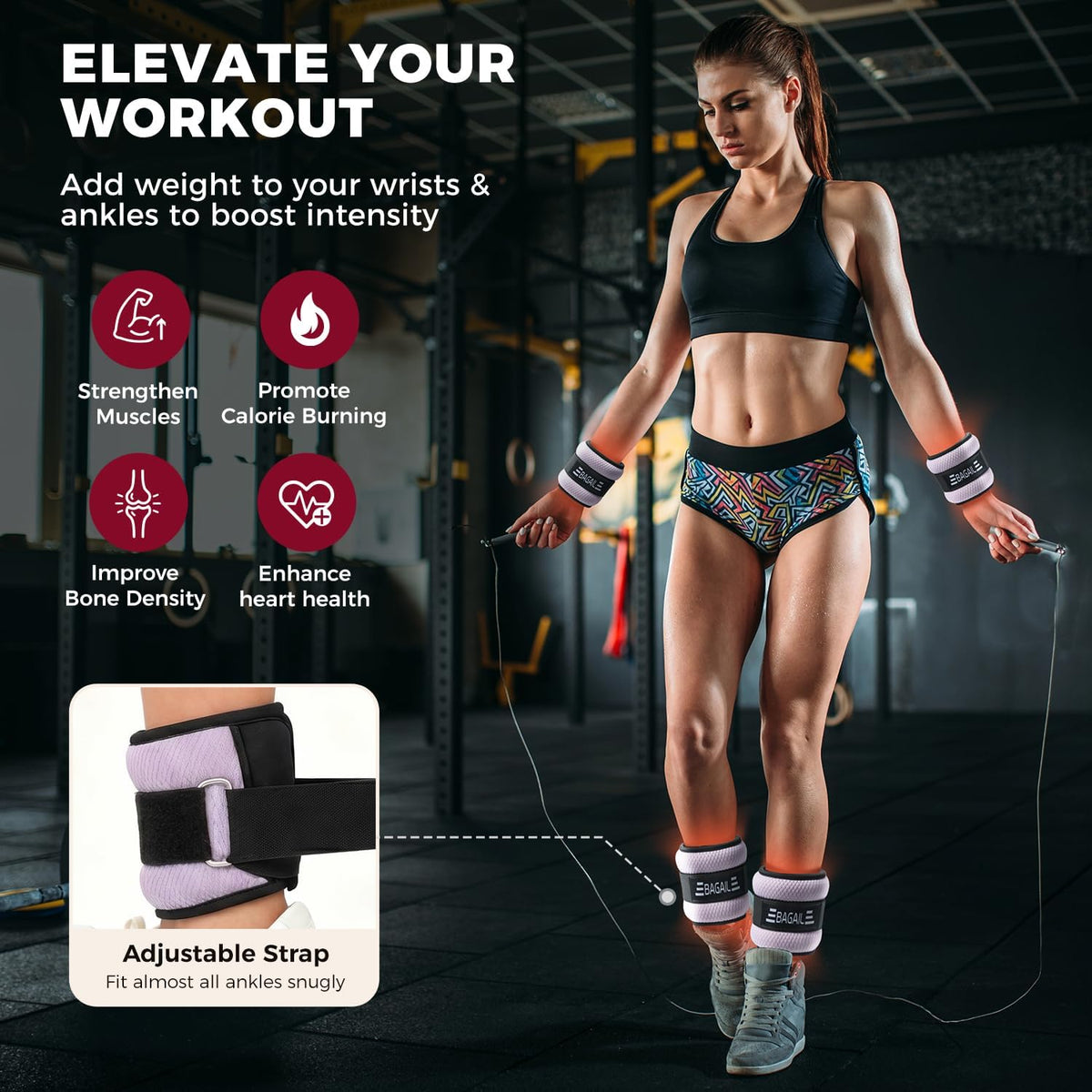 Ankle Wrist Weights for Women & Men, Set of 2 (Available in 0.5/1/2/3/4/5 lb Each), Wearable Leg Arm Weights with Sleek Design & Secure Fit for Walking, Running, Pilates, Home Fitness