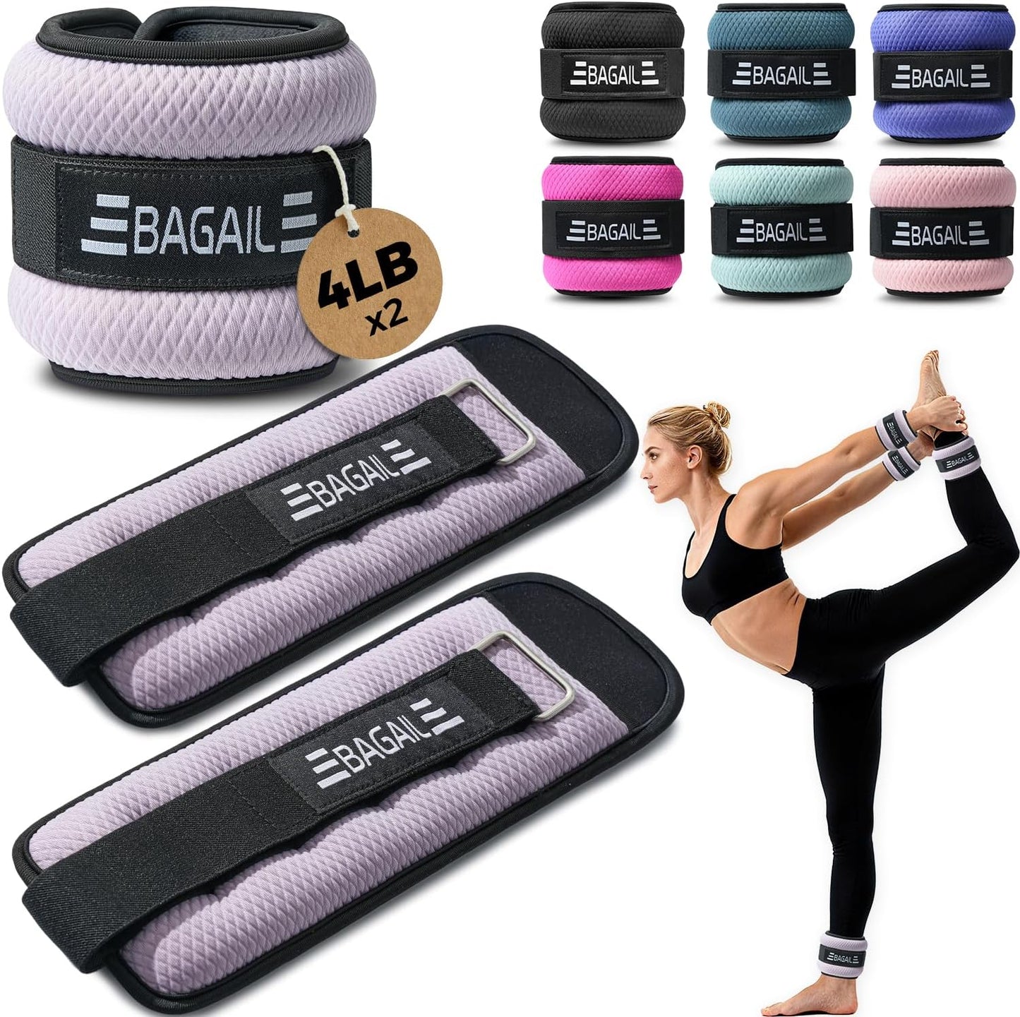 Ankle Wrist Weights for Women & Men, Set of 2 (Available in 0.5/1/2/3/4/5 lb Each), Wearable Leg Arm Weights with Sleek Design & Secure Fit for Walking, Running, Pilates, Home Fitness
