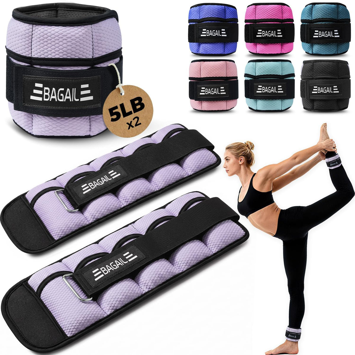 Ankle Wrist Weights for Women & Men, Set of 2 (Available in 0.5/1/2/3/4/5 lb Each), Wearable Leg Arm Weights with Sleek Design & Secure Fit for Walking, Running, Pilates, Home Fitness
