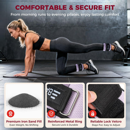 Ankle Wrist Weights for Women & Men, Set of 2 (Available in 0.5/1/2/3/4/5 lb Each), Wearable Leg Arm Weights with Sleek Design & Secure Fit for Walking, Running, Pilates, Home Fitness