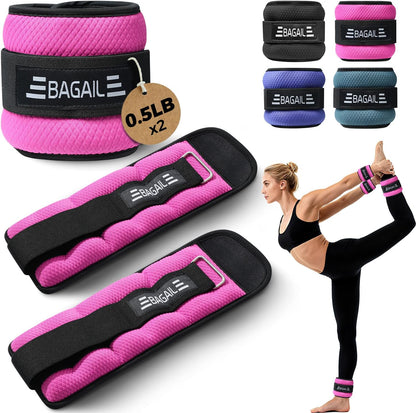 Ankle Wrist Weights for Women & Men, Set of 2 (Available in 0.5/1/2/3/4/5 lb Each), Wearable Leg Arm Weights with Sleek Design & Secure Fit for Walking, Running, Pilates, Home Fitness