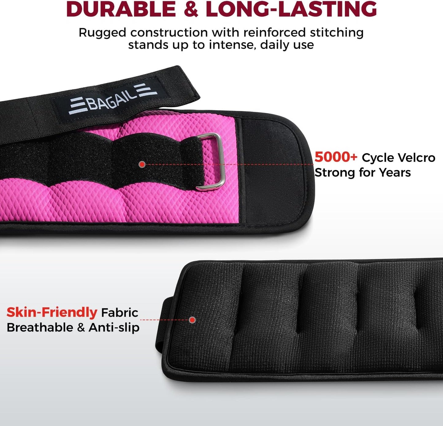 Ankle Wrist Weights for Women & Men, Set of 2 (Available in 0.5/1/2/3/4/5 lb Each), Wearable Leg Arm Weights with Sleek Design & Secure Fit for Walking, Running, Pilates, Home Fitness