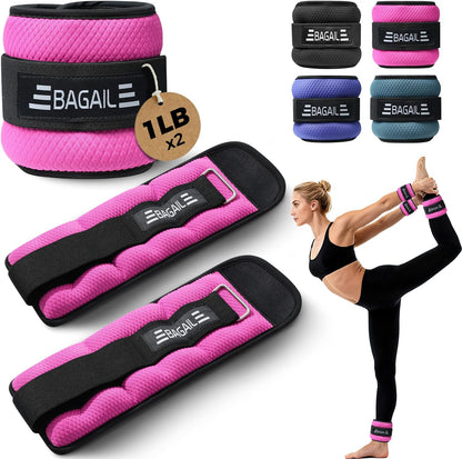 Ankle Wrist Weights for Women & Men, Set of 2 (Available in 0.5/1/2/3/4/5 lb Each), Wearable Leg Arm Weights with Sleek Design & Secure Fit for Walking, Running, Pilates, Home Fitness