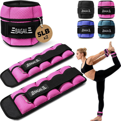 Ankle Wrist Weights for Women & Men, Set of 2 (Available in 0.5/1/2/3/4/5 lb Each), Wearable Leg Arm Weights with Sleek Design & Secure Fit for Walking, Running, Pilates, Home Fitness