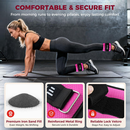 Ankle Wrist Weights for Women & Men, Set of 2 (Available in 0.5/1/2/3/4/5 lb Each), Wearable Leg Arm Weights with Sleek Design & Secure Fit for Walking, Running, Pilates, Home Fitness