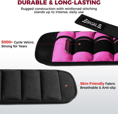 Ankle Wrist Weights for Women & Men, Set of 2 (Available in 0.5/1/2/3/4/5 lb Each), Wearable Leg Arm Weights with Sleek Design & Secure Fit for Walking, Running, Pilates, Home Fitness