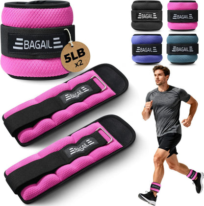 Ankle Wrist Weights for Women & Men, Set of 2 (Available in 0.5/1/2/3/4/5 lb Each), Wearable Leg Arm Weights with Sleek Design & Secure Fit for Walking, Running, Pilates, Home Fitness