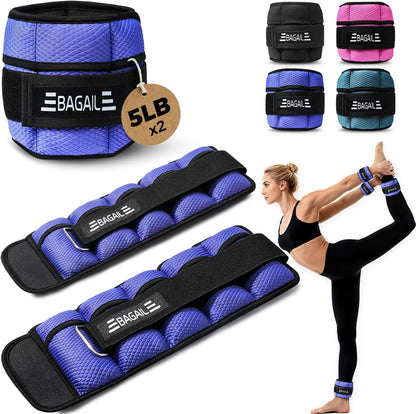 Ankle Wrist Weights for Women & Men, Set of 2 (Available in 0.5/1/2/3/4/5 lb Each), Wearable Leg Arm Weights with Sleek Design & Secure Fit for Walking, Running, Pilates, Home Fitness