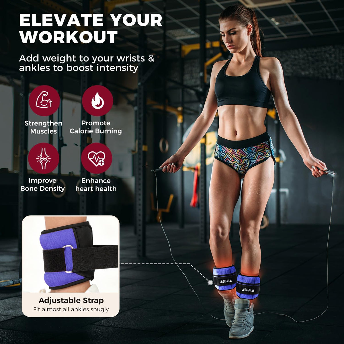 Ankle Wrist Weights for Women & Men, Set of 2 (Available in 0.5/1/2/3/4/5 lb Each), Wearable Leg Arm Weights with Sleek Design & Secure Fit for Walking, Running, Pilates, Home Fitness