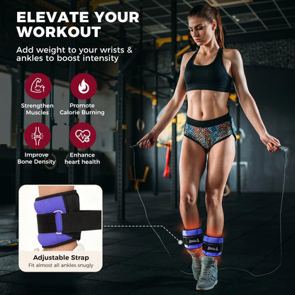 Ankle Wrist Weights for Women & Men, Set of 2 (Available in 0.5/1/2/3/4/5 lb Each), Wearable Leg Arm Weights with Sleek Design & Secure Fit for Walking, Running, Pilates, Home Fitness