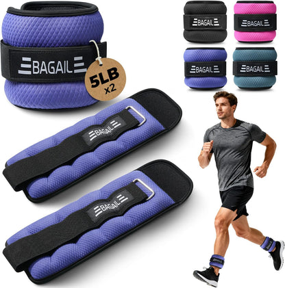 Ankle Wrist Weights for Women & Men, Set of 2 (Available in 0.5/1/2/3/4/5 lb Each), Wearable Leg Arm Weights with Sleek Design & Secure Fit for Walking, Running, Pilates, Home Fitness