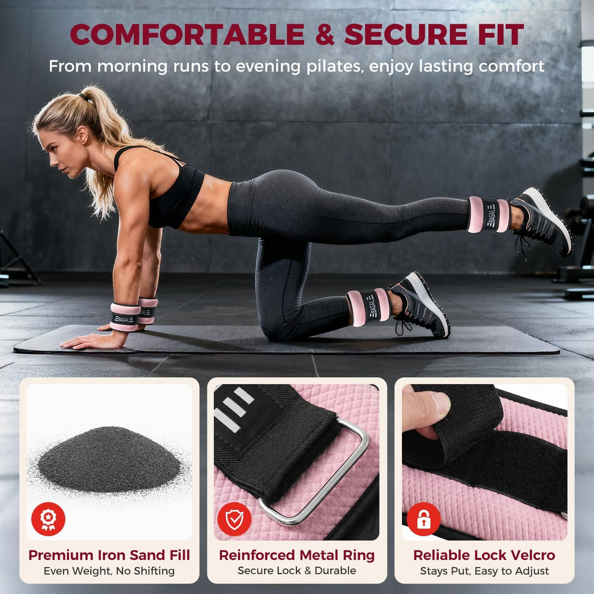 Ankle Wrist Weights for Women & Men, Set of 2 (Available in 0.5/1/2/3/4/5 lb Each), Wearable Leg Arm Weights with Sleek Design & Secure Fit for Walking, Running, Pilates, Home Fitness