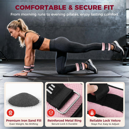 Ankle Wrist Weights for Women & Men, Set of 2 (Available in 0.5/1/2/3/4/5 lb Each), Wearable Leg Arm Weights with Sleek Design & Secure Fit for Walking, Running, Pilates, Home Fitness