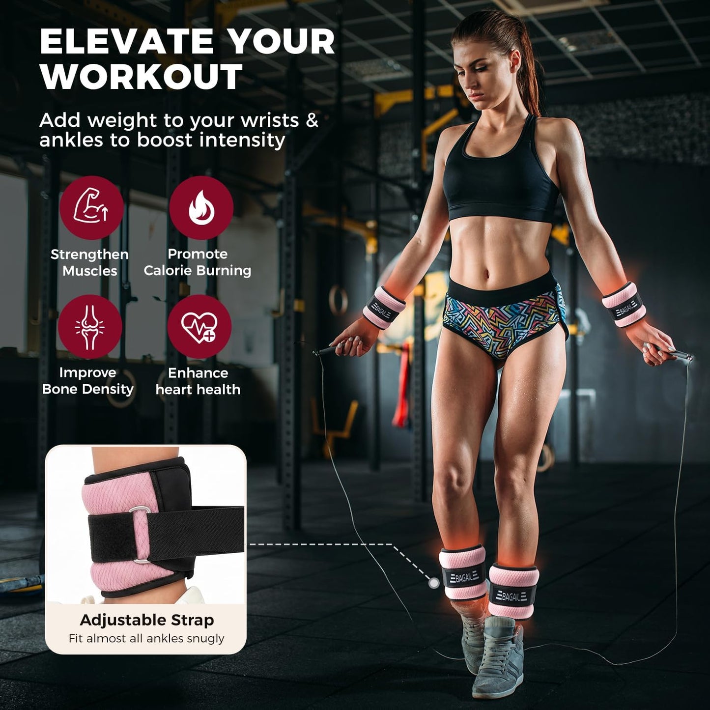 Ankle Wrist Weights for Women & Men, Set of 2 (Available in 0.5/1/2/3/4/5 lb Each), Wearable Leg Arm Weights with Sleek Design & Secure Fit for Walking, Running, Pilates, Home Fitness