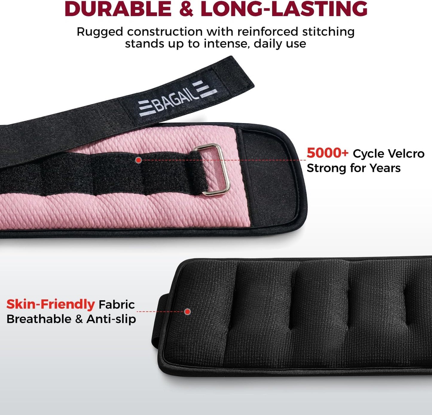 Ankle Wrist Weights for Women & Men, Set of 2 (Available in 0.5/1/2/3/4/5 lb Each), Wearable Leg Arm Weights with Sleek Design & Secure Fit for Walking, Running, Pilates, Home Fitness