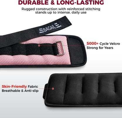 Ankle Wrist Weights for Women & Men, Set of 2 (Available in 0.5/1/2/3/4/5 lb Each), Wearable Leg Arm Weights with Sleek Design & Secure Fit for Walking, Running, Pilates, Home Fitness