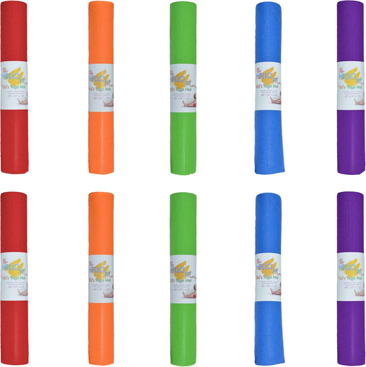 Bulk Kids Yoga Mats, 10 Pack, 60x24 in, 4mm