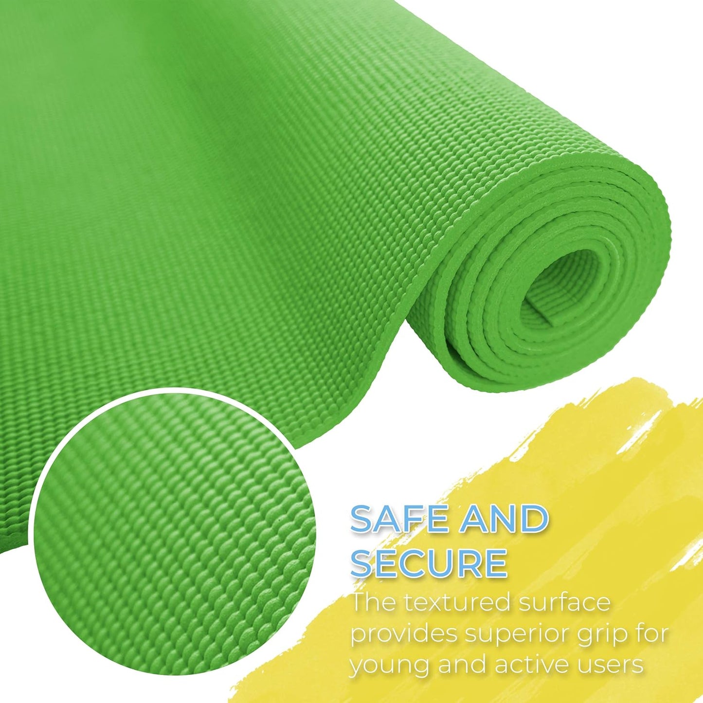 Bulk Kids Yoga Mats, 10 Pack, 60x24 in, 4mm