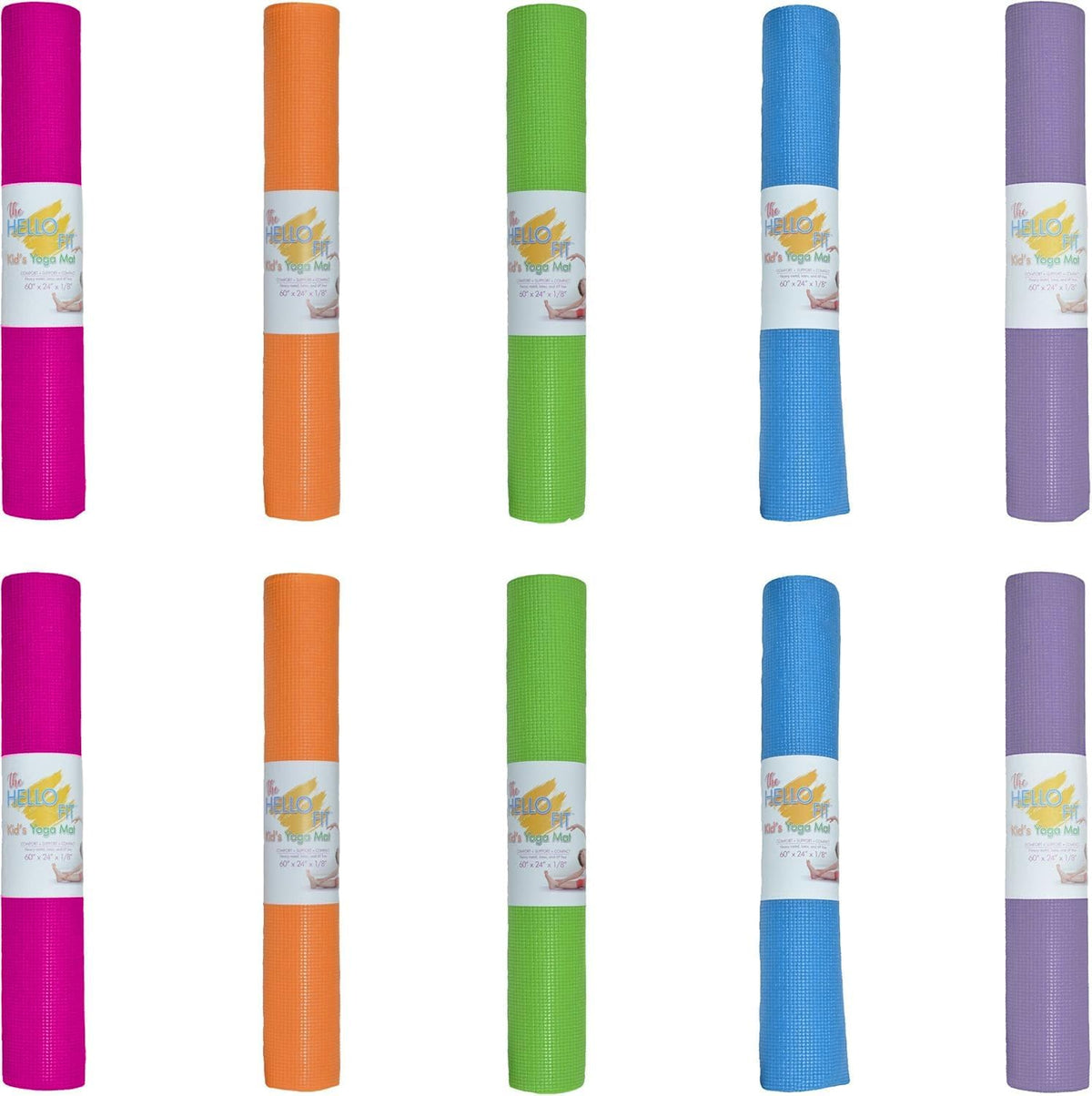 Bulk Kids Yoga Mats, 10 Pack, 60x24 in, 4mm