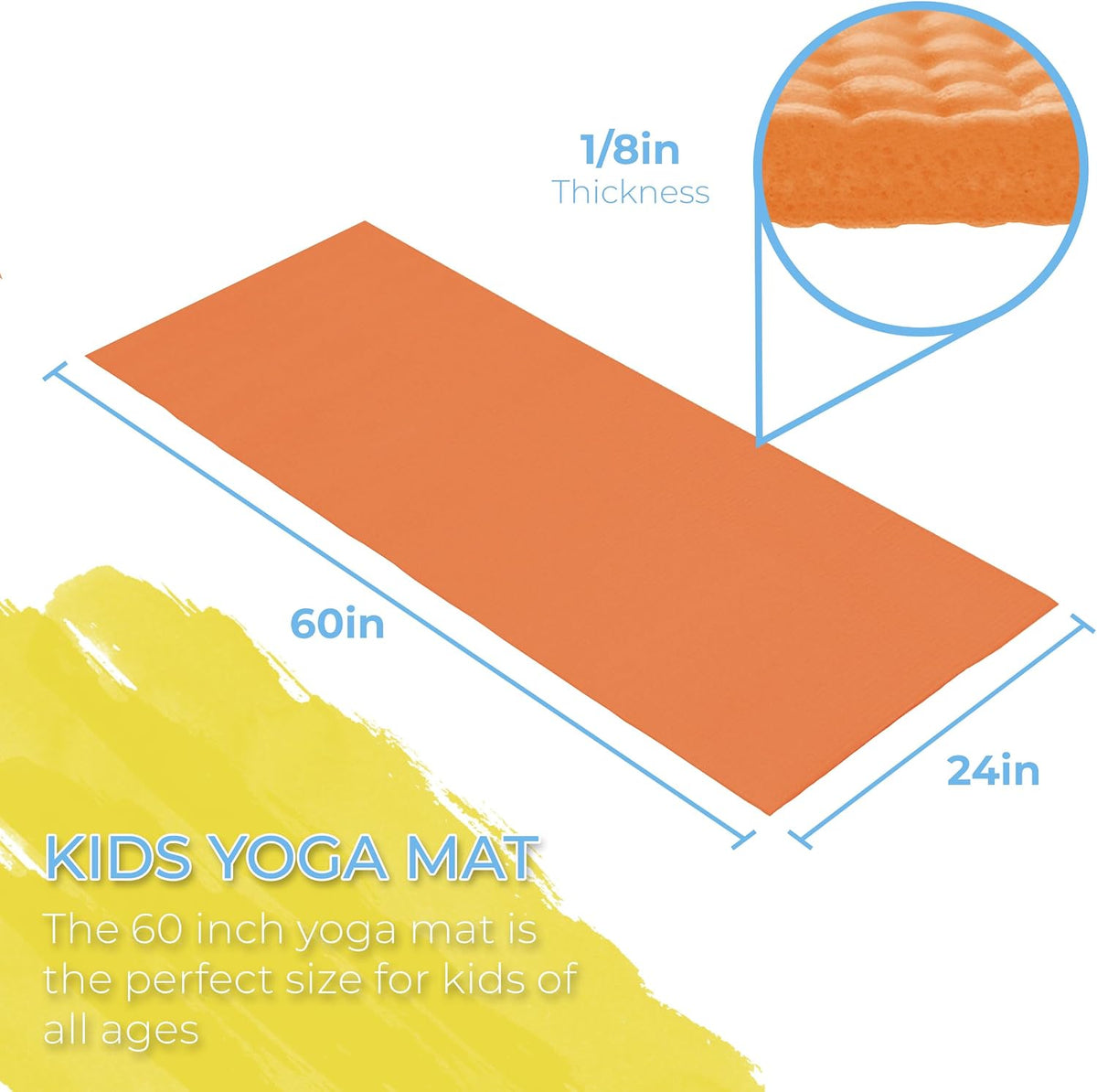 Bulk Kids Yoga Mats, 10 Pack, 60x24 in, 4mm