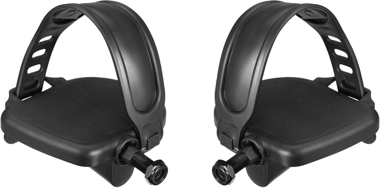 1 Pair Exercise Bike Pedals with Straps Indoor Cycling Parts Non Slip 9/16'' Fixed Gear Bike Pedals