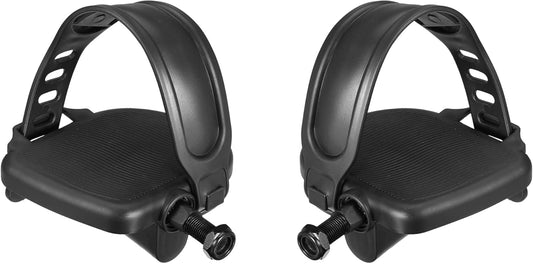 1 Pair Exercise Bike Pedals with Straps Indoor Cycling Parts Non Slip 9/16'' Fixed Gear Bike Pedals