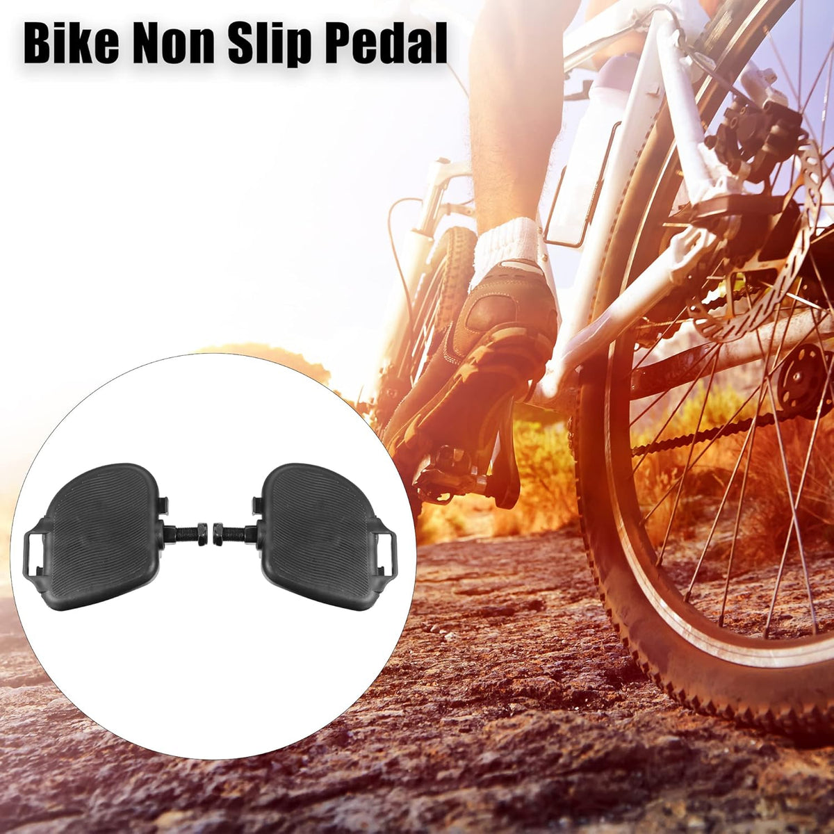 1 Pair Exercise Bike Pedals with Straps Indoor Cycling Parts Non Slip 9/16'' Fixed Gear Bike Pedals
