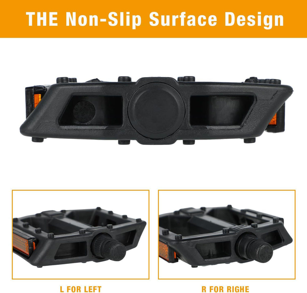Universal Bike Pedals 9/16" Nylon Lightweight Non-Slip Bicycle Platform Pedals, Easy to Install, Fit Most Adult Mountain Bikes MTB, Durable Design