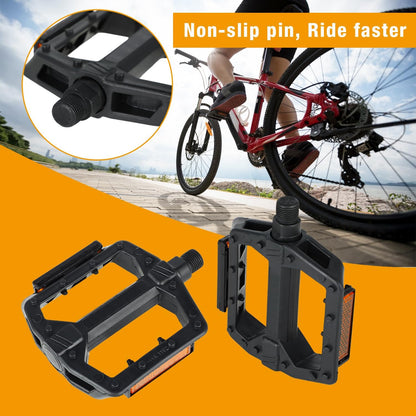 Universal Bike Pedals 9/16" Nylon Lightweight Non-Slip Bicycle Platform Pedals, Easy to Install, Fit Most Adult Mountain Bikes MTB, Durable Design