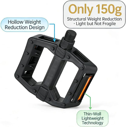 Universal Bike Pedals 9/16" Nylon Lightweight Non-Slip Bicycle Platform Pedals, Easy to Install, Fit Most Adult Mountain Bikes MTB, Durable Design