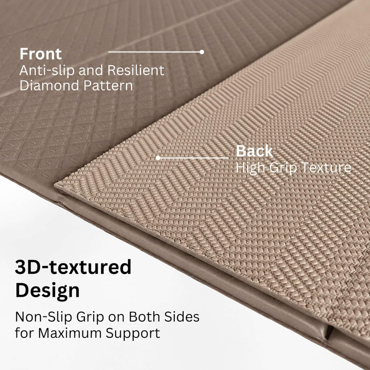 Foldable Yoga Exercise Mat, 6mm/8mm/10mm/12mm Thickness, 72 x 24 Inch - Lightweight, Anti-Slip, and Easy to Store for Yoga, Pilates, Home Workouts, and Floor Exercises