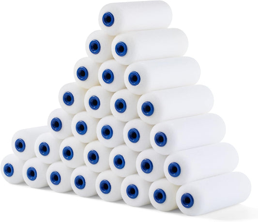 Bates- Foam Paint Roller Covers, 4 Inch, 30 Pack, Bulk High Density | Foam Roller Covers for Paint Roller Use, Smooth Finish Painting, Walls, Cabinets, Furniture & DIY Painting Projects