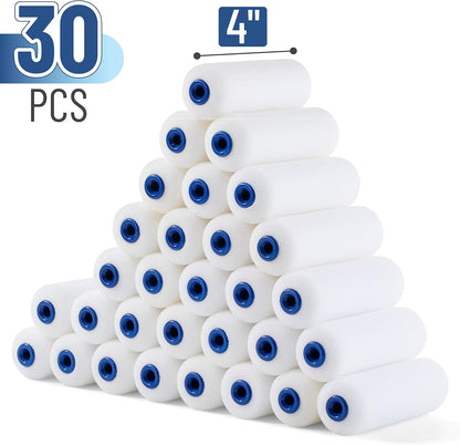 Bates- Foam Paint Roller Covers, 4 Inch, 30 Pack, Bulk High Density | Foam Roller Covers for Paint Roller Use, Smooth Finish Painting, Walls, Cabinets, Furniture & DIY Painting Projects