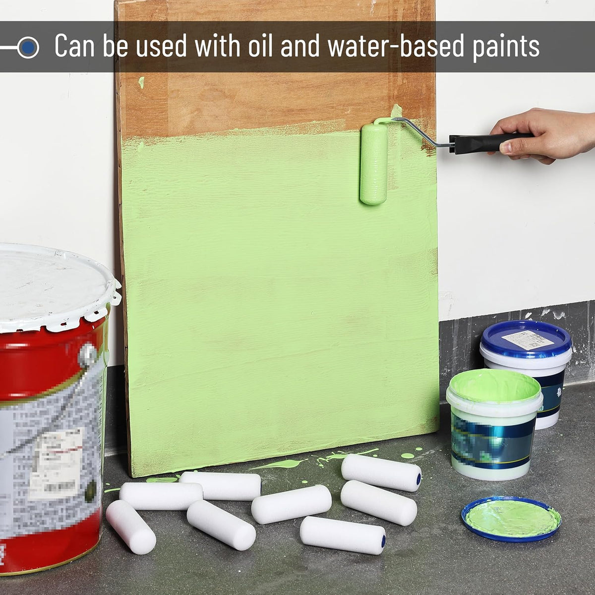 Bates- Foam Paint Roller Covers, 4 Inch, 30 Pack, Bulk High Density | Foam Roller Covers for Paint Roller Use, Smooth Finish Painting, Walls, Cabinets, Furniture & DIY Painting Projects